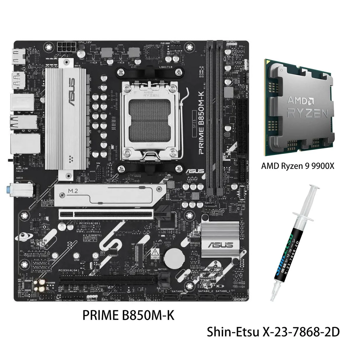 ASUS ASUS PRIME B850M-K AMD motherboard & Ryzen 9 9900X CPU combo — product photo