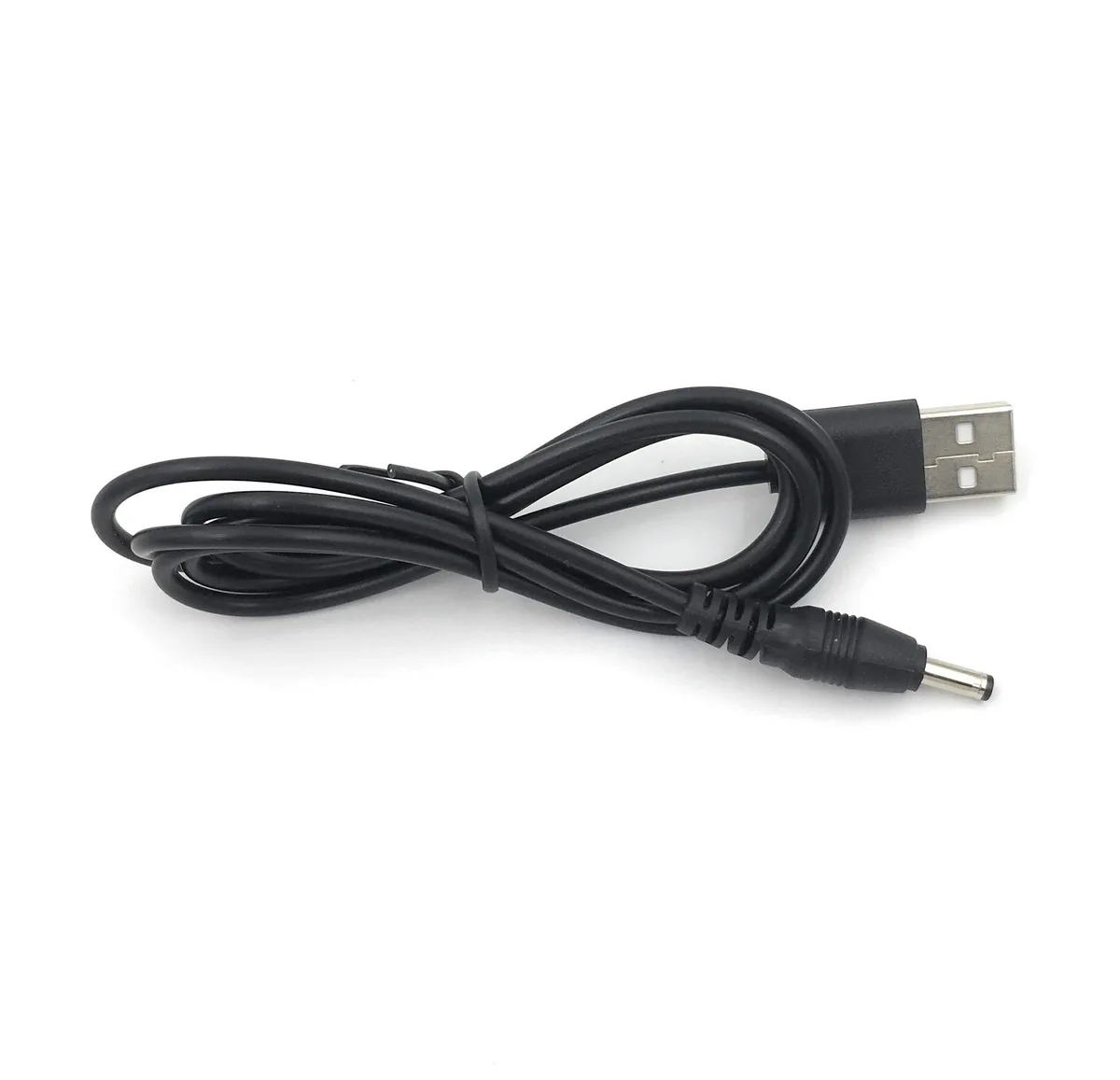 Black USB-A charging cable with DC connector for electric toothbrushes, three feet long