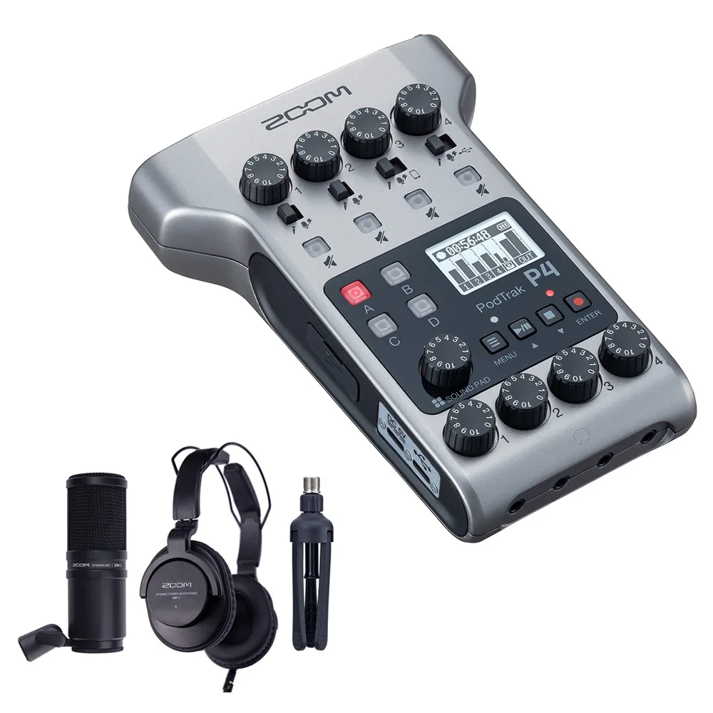 Zoom Zoom PodTrak P4 Bundle with ZDM-1 Podcast Mic Pack — product photo