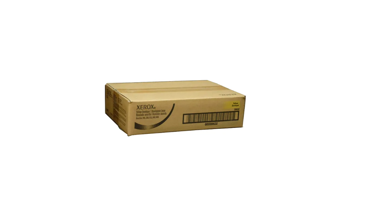 Yellow Xerox developer unit in sealed packaging