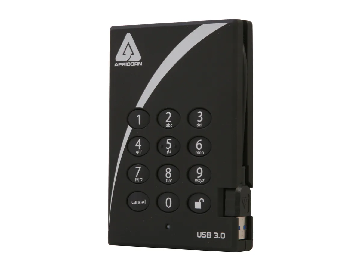 Apricorn Apricorn A25-3PL256-1000 1TB portable hard drive — product photo