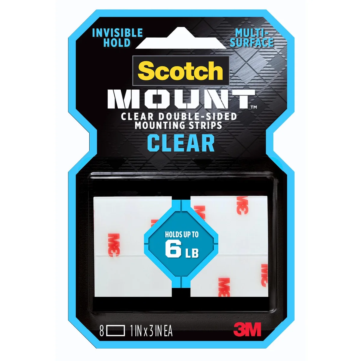 Scotch Scotch Mount Clear Double-Sided Mounting Strips 1 in x 3 in Clear tape — product photo