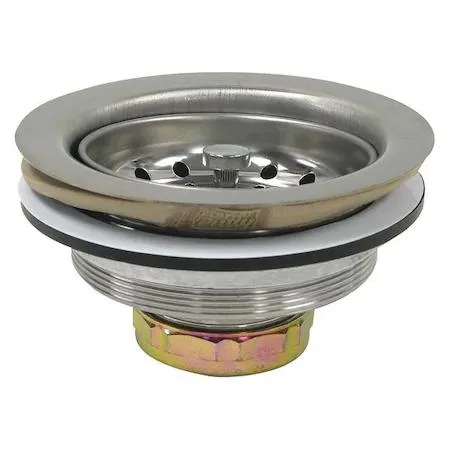 Chrome sink strainer with round perforated grate