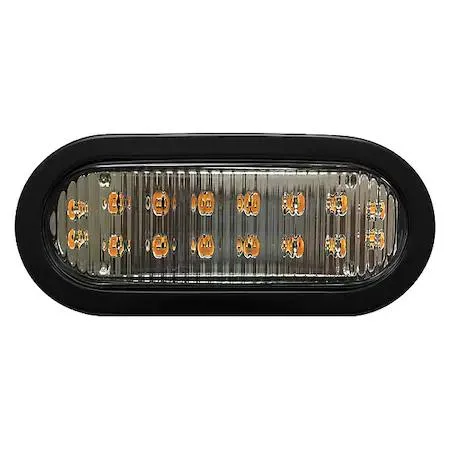 Oval clear LED warning light, IP67 rated, 12-24V, 16 heads