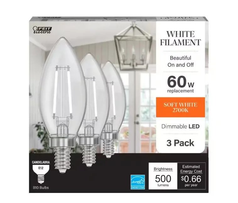 FEIT ELECTRIC FEIT ELECTRIC B10 E12 Candelabra LED 5.5W 500lm 2700K 3-Pack — product photo