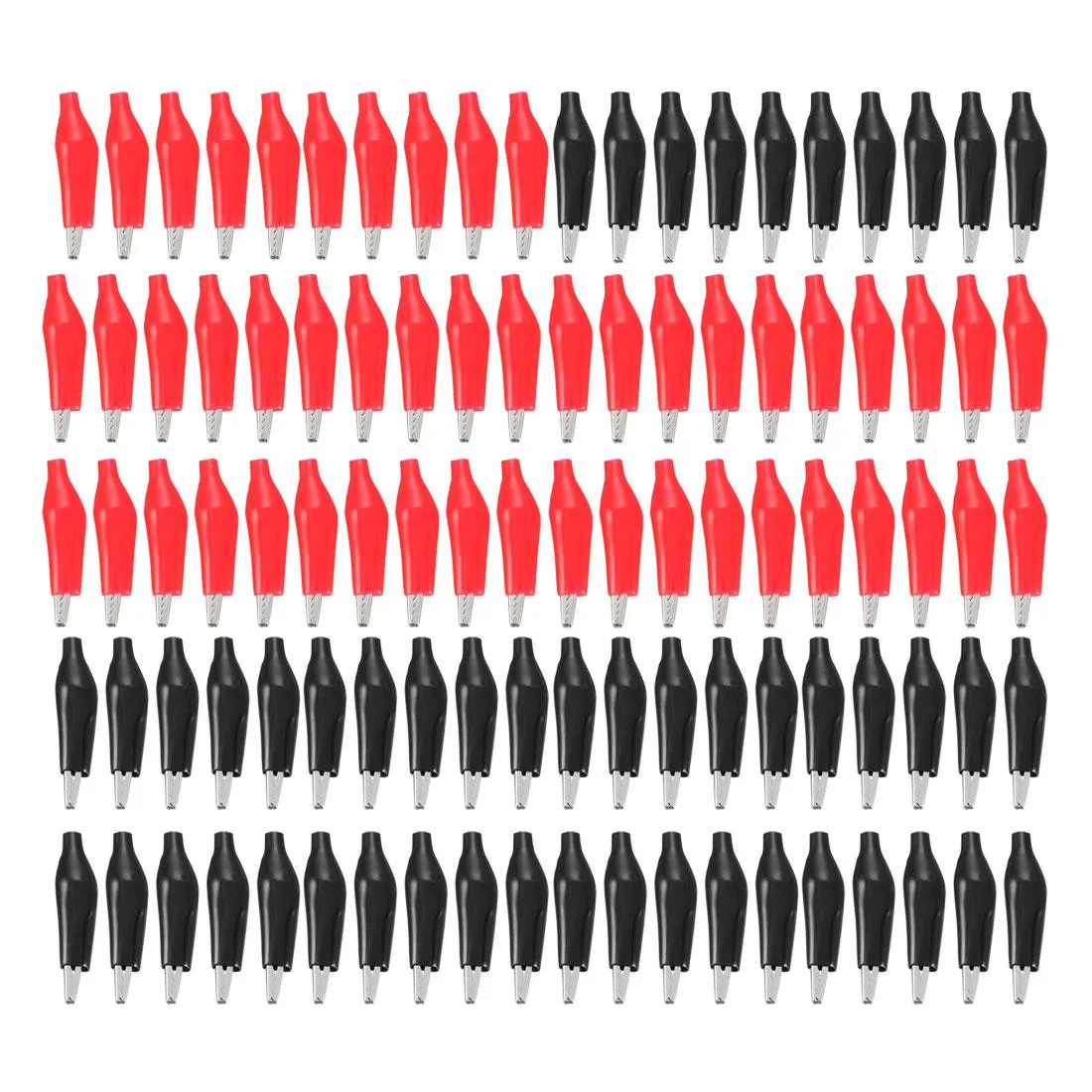 Unique-Bargains Unique-Bargains Alligator Test Clips 100pcs Red Black 7mm Jaw 30mm Length — product photo
