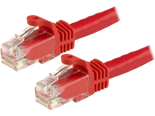 Red Cat6 patch cable, 8 ft, snagless RJ45 connectors, PVC jacket