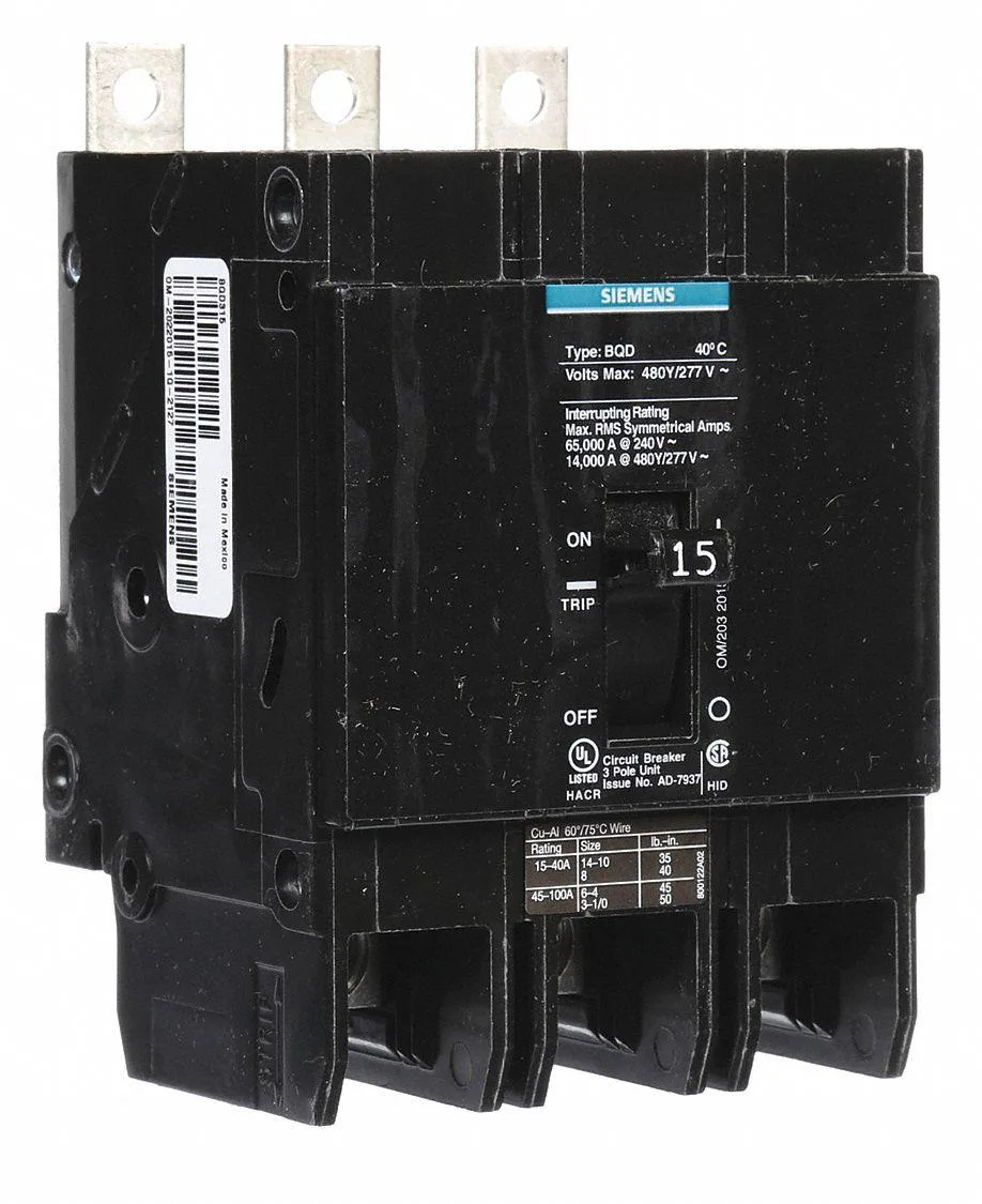 SIEMENS SIEMENS BQD315 Miniature Circuit Breaker 15A 3 Pole 480V AC — product photo