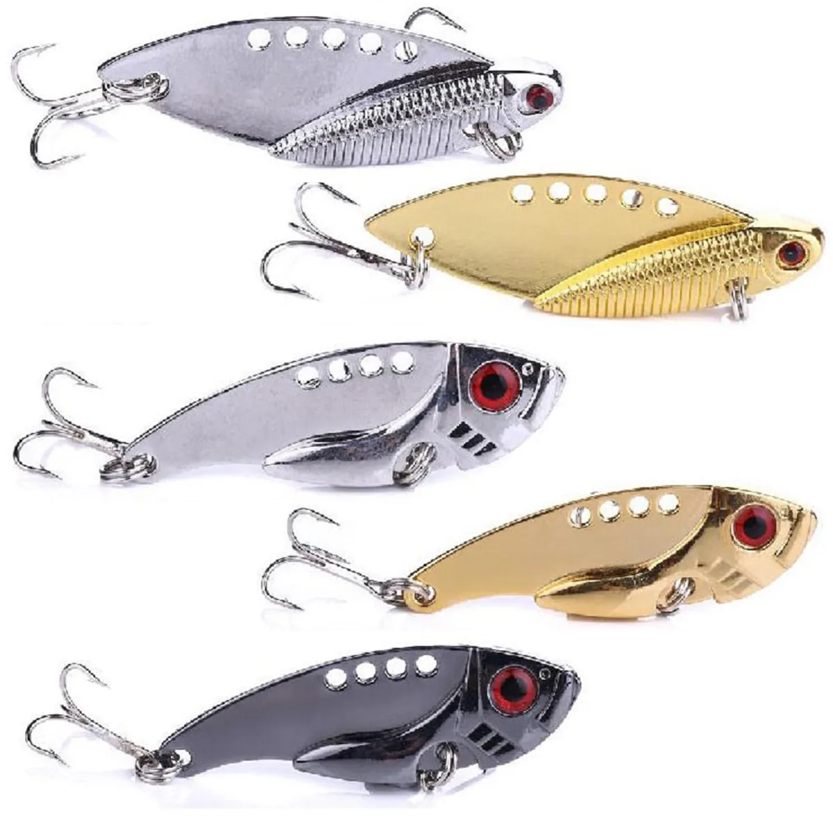 LURESMEOW Walleye & Bass Blade Baits 5pcs White — product photo