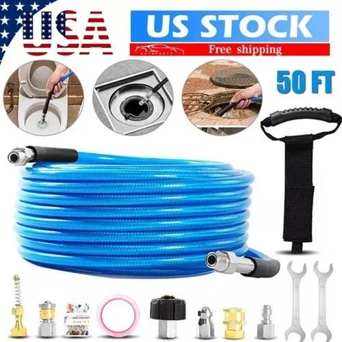 NShi NShi 50FT 1/4" M-NPT 5800PSI Drain Cleaner Hose Sewer Jetter Kit — product photo