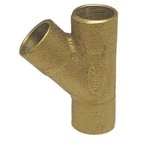 Low-lead bronze 45-degree wye coupling with three sweat cup ends
