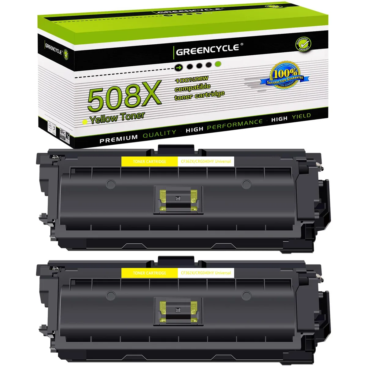 GREENCYCLE GREENCYCLE 508X CF362X Yellow Toner Cartridge 2 Pack — product photo