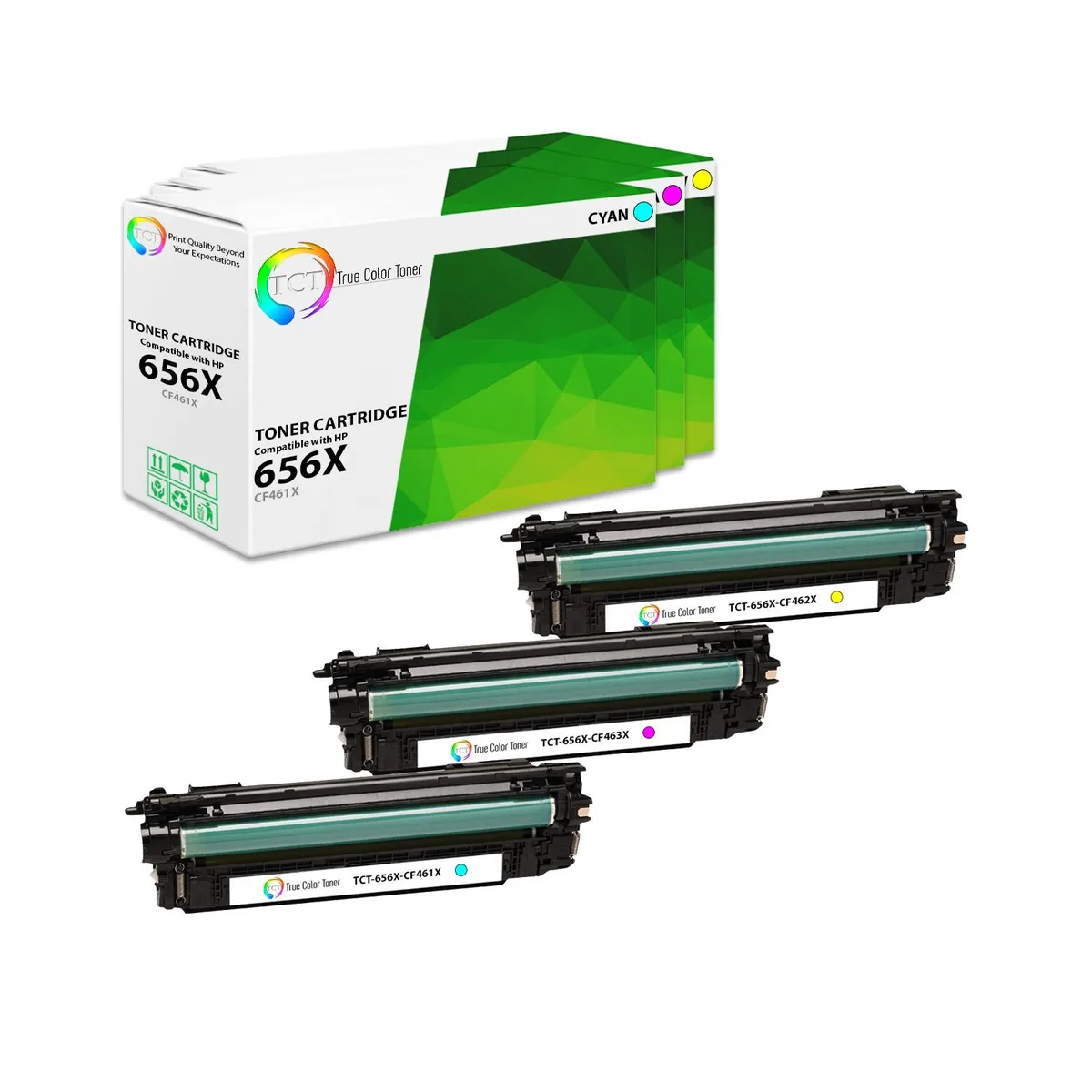 True Color Toner True Color Toner 656X CF461X CF462X CF463X 3 Pack toner cartridge — product photo