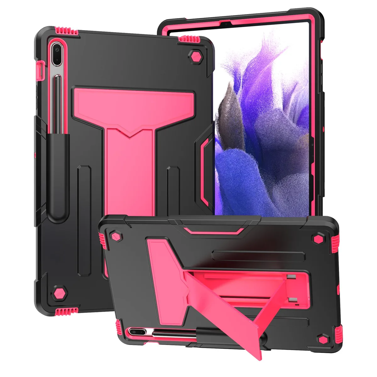 anicestore anicestore Galaxy Tab S7 FE 12.4 Case Black/Pink Kickstand Pencil Holder — product photo