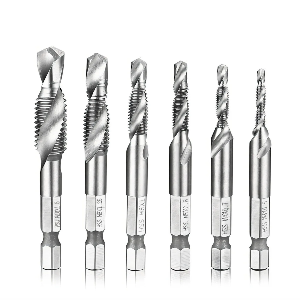  HYMNORQ 6pc-ctdb-hss 6-piece M3-M10 HSS drill tap bit set — product photo