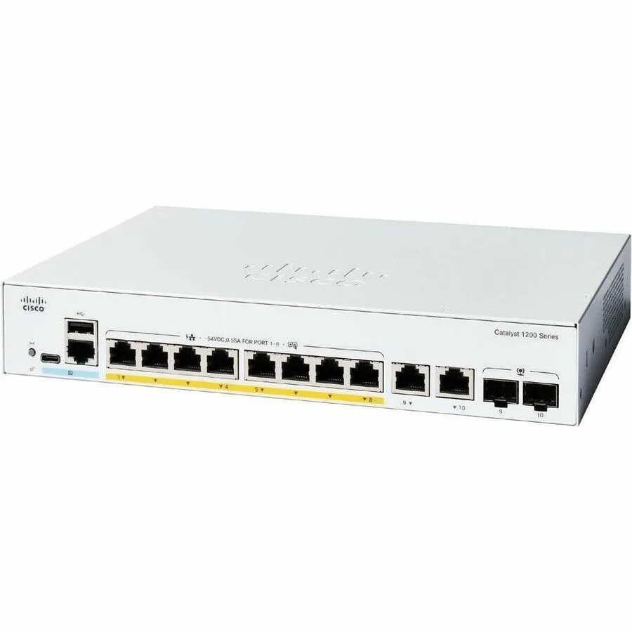 Cisco Systems, Inc. Cisco Systems, Inc. C1200-8P-E-2G 8-Port Gigabit PoE+ Managed Network Switch (67W) — product photo