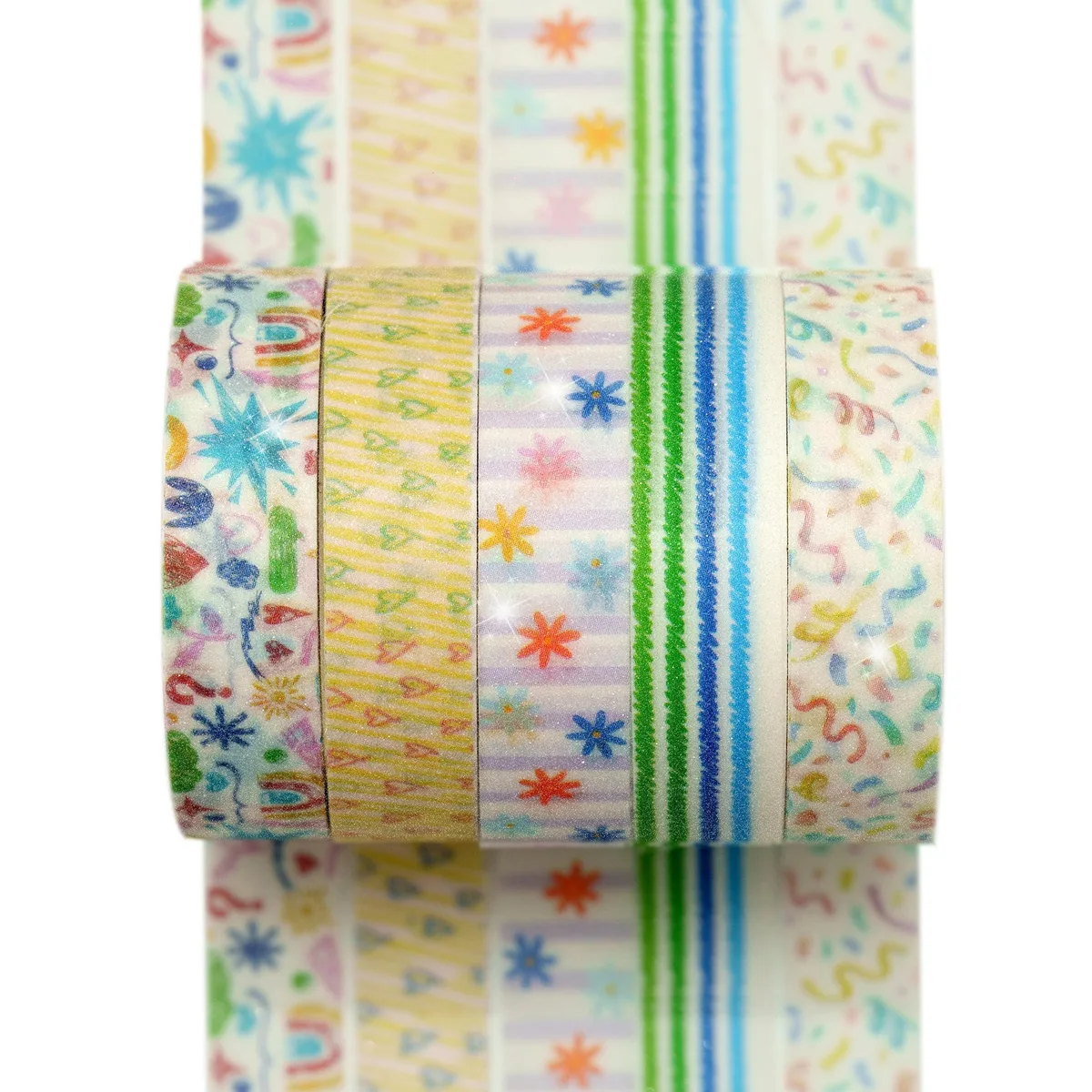 YUBX YUBX Washi Tape 5 Rolls 10 Doodle Mix 10mm x 2m — product photo