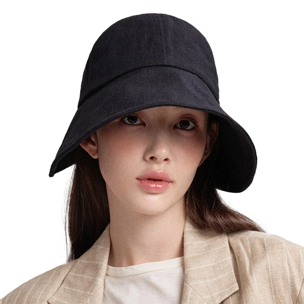 WHITE SANDS MOJA WSM-SUNHAT-001 Linen Visor Hat Black 53-60cm — product photo