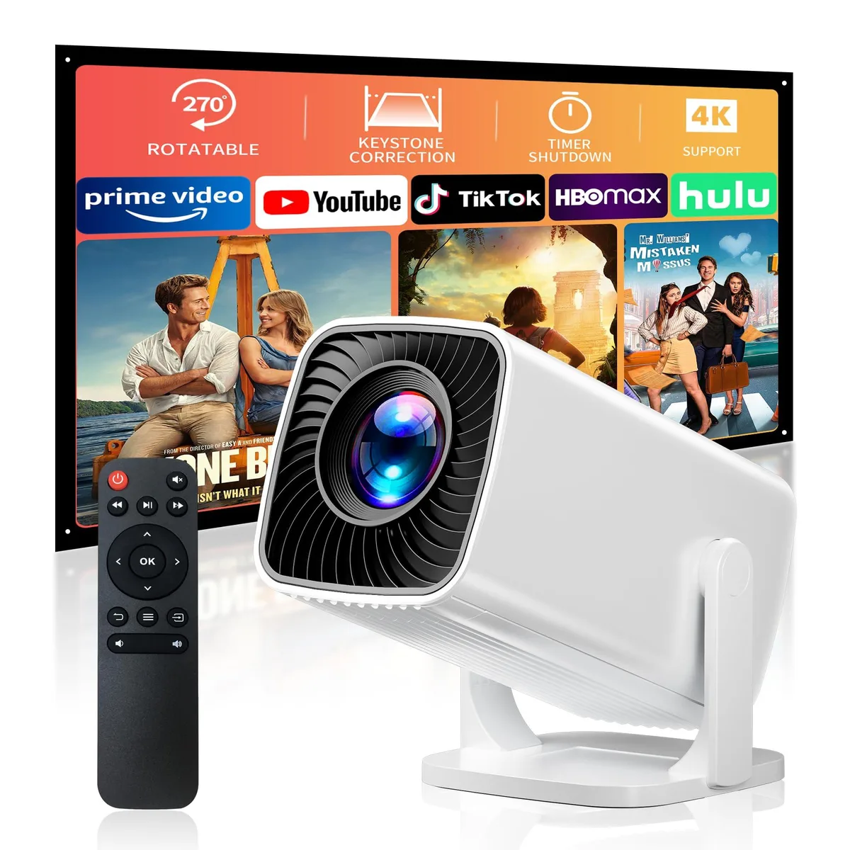  Sainyer 1080p Business Projector 270° Stand 200" 4K Support — product photo
