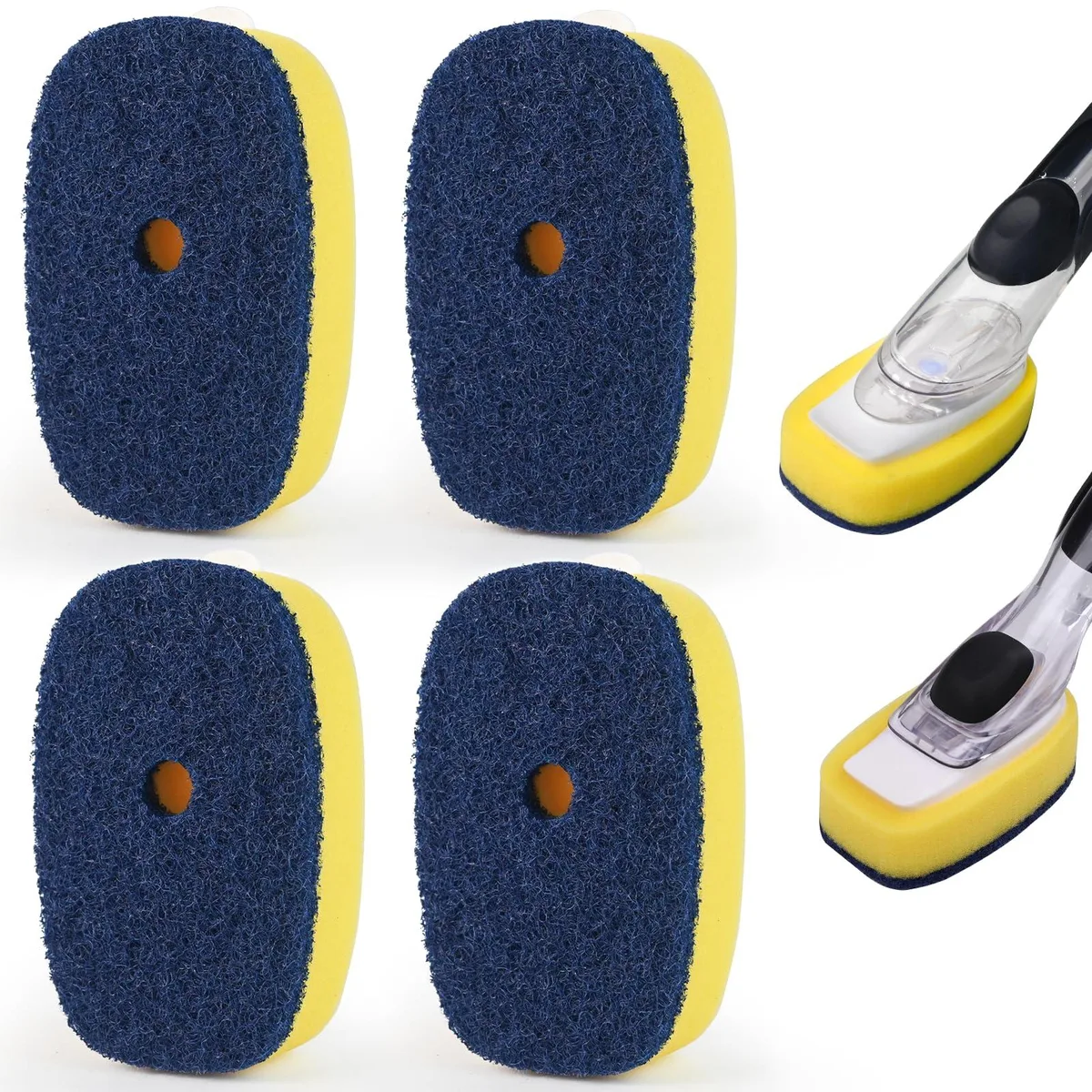 Four rectangular sponge brush refills in light colour, textured surface, no handle included