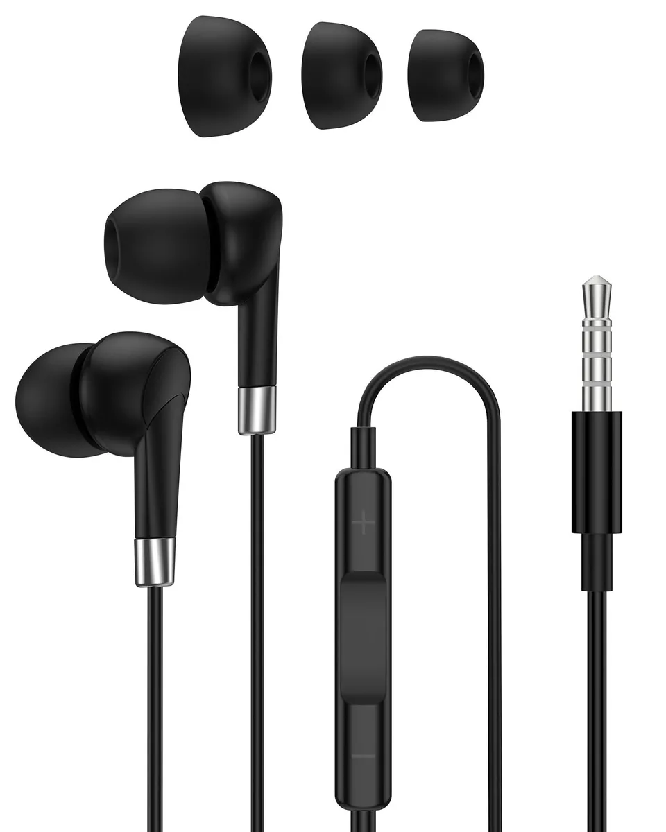 No Sew No Sew earbuds wired 3.5 mm jack-03 Black headphone — product photo
