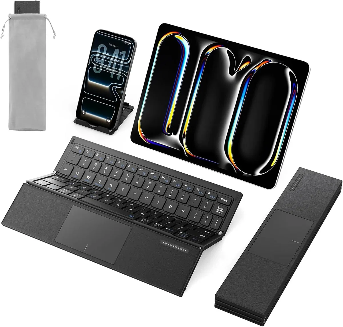 TUKO TUKO Tri-Fold Bluetooth Keyboard with Touchpad, 0.27" thin, 2026 — product photo