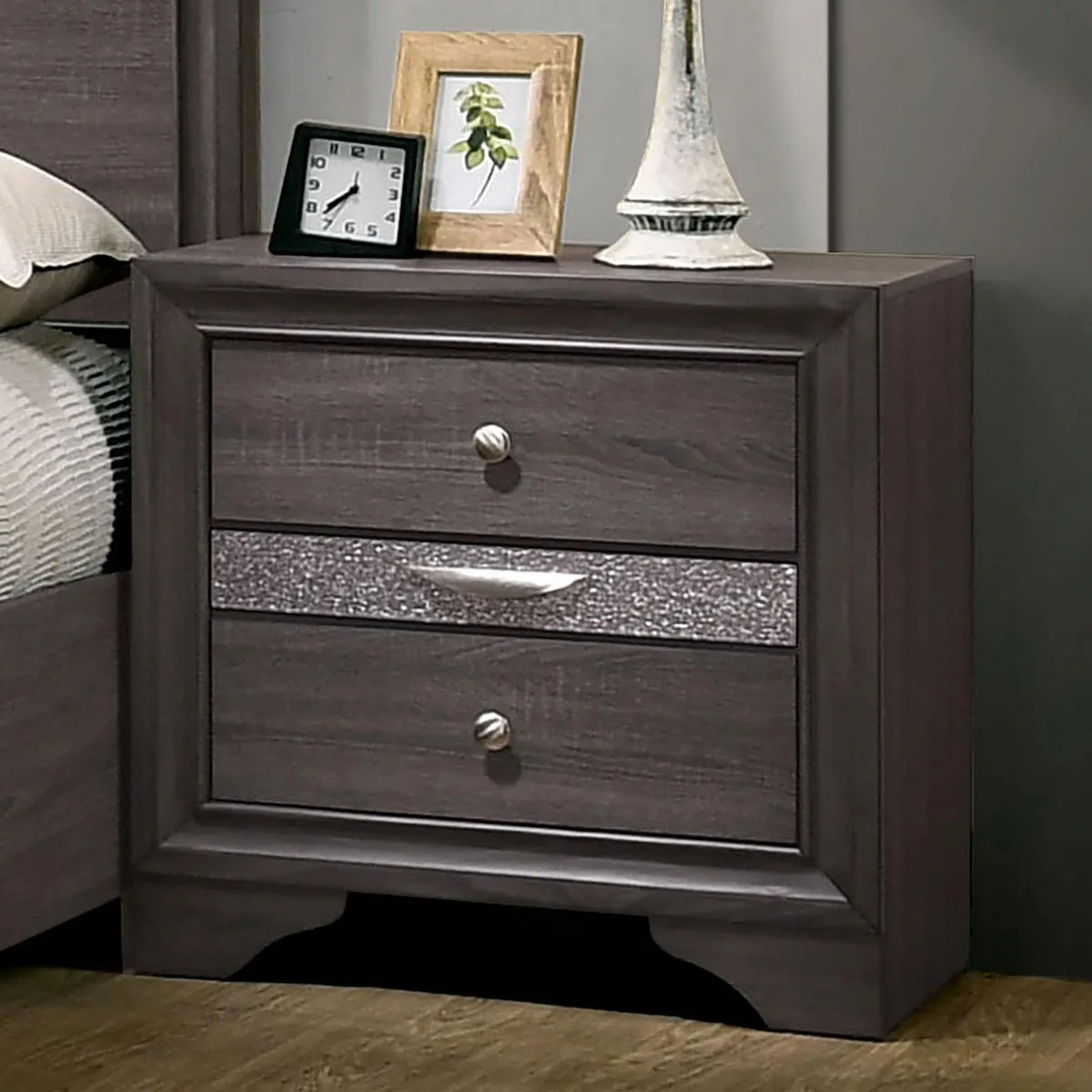 tuphen tuphen Nightstand Gray 26W 16D 26H Hidden Jewelry Drawer — product photo