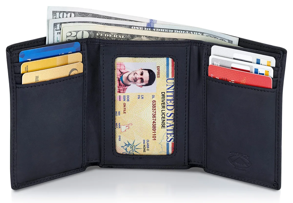 Stealth Mode Stealth Mode Trifold Leather Wallet RFID Blocking Black — product photo