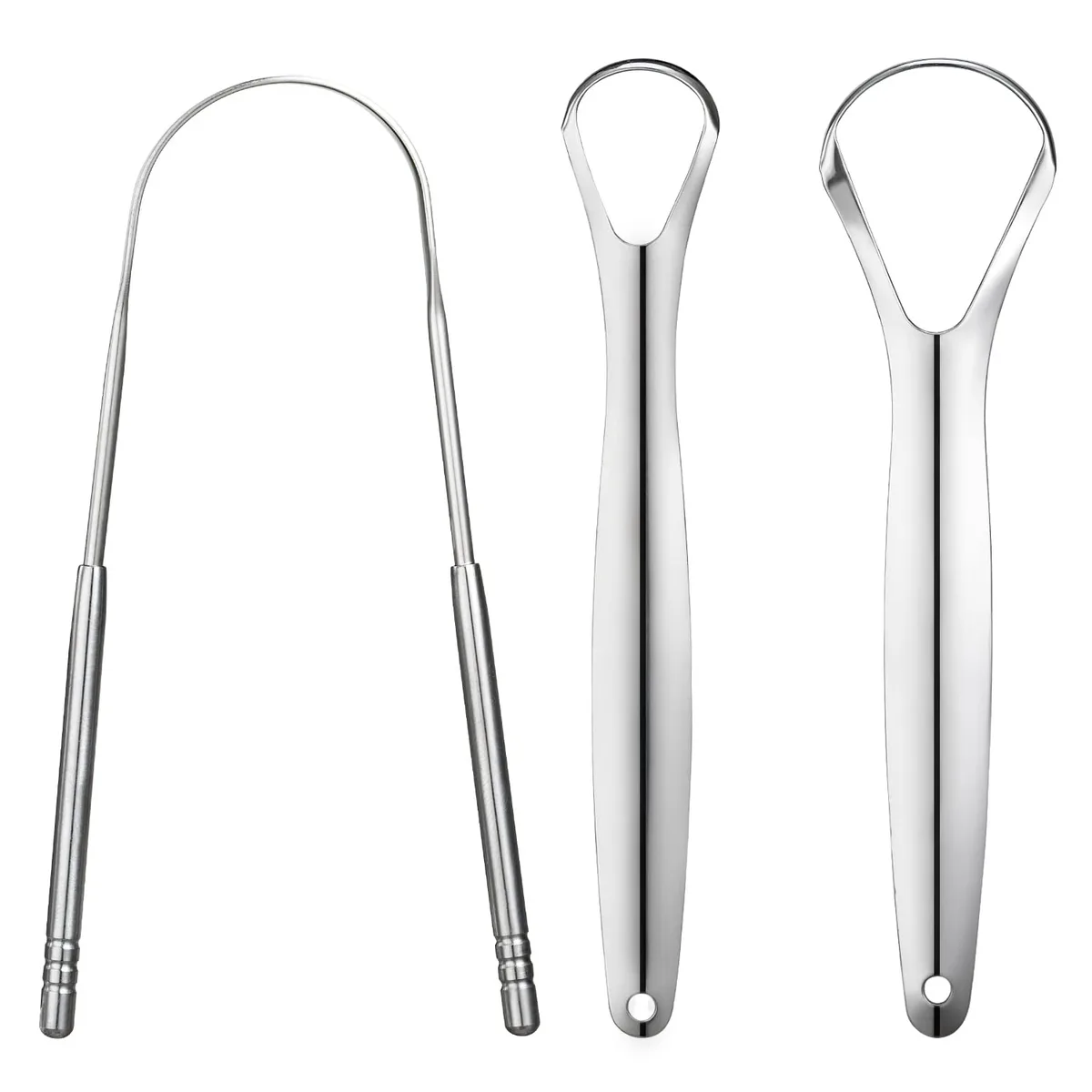 YLYL 3 PCS Metal Tongue Scraper Stainless Steel Silver — product photo