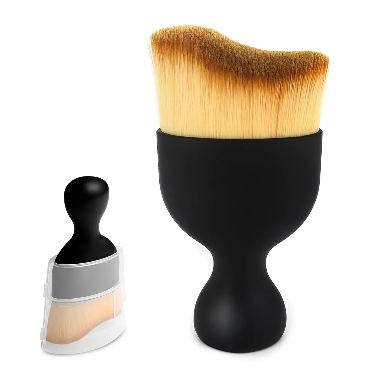 Multi-colour car interior cleaning brush with ultra-soft angled bristles and curved handle