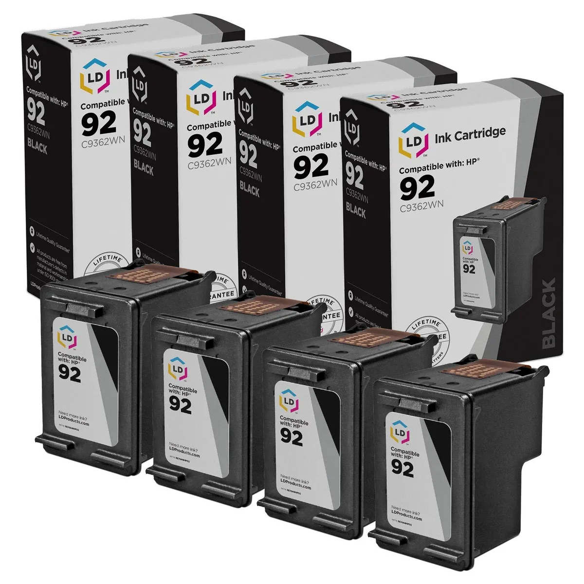 LD Products LD Products HP 92 C9362WN Black Ink Cartridge 4-Pack — product photo