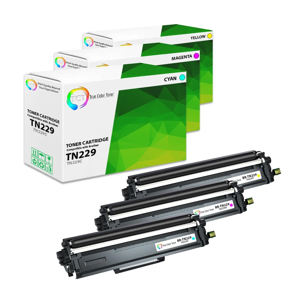 TCT TCT TN229 C M Y toner cartridge 3 pack 1200 pages — product photo