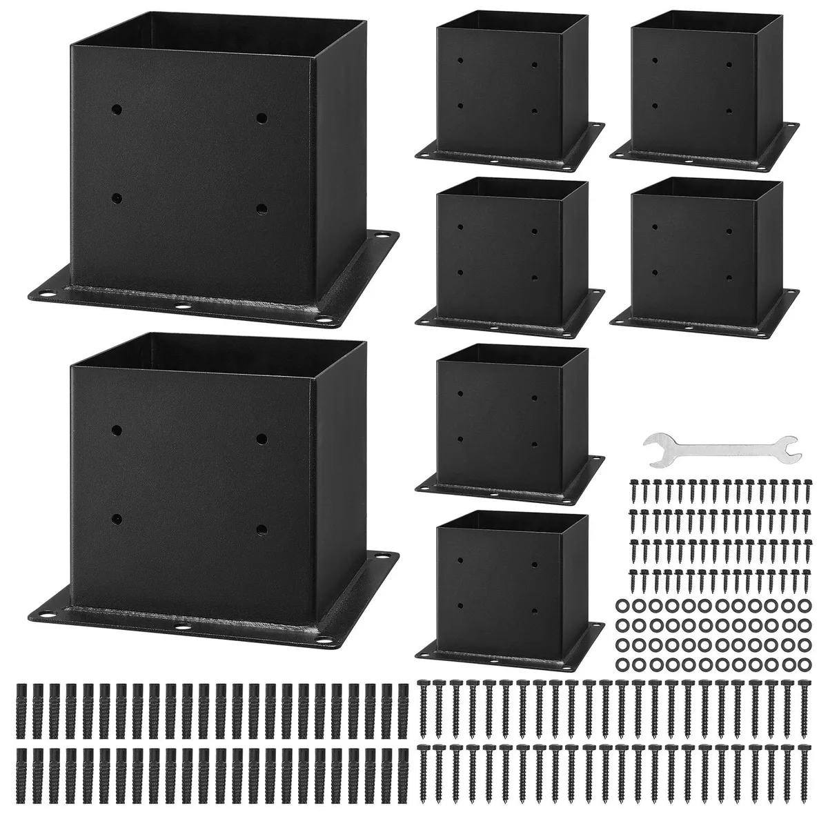VEVOR VEVOR 4x4 Post Base 8 Pcs 3.6x3.6 in Inner 5.5x5.5 in Base Black — product photo