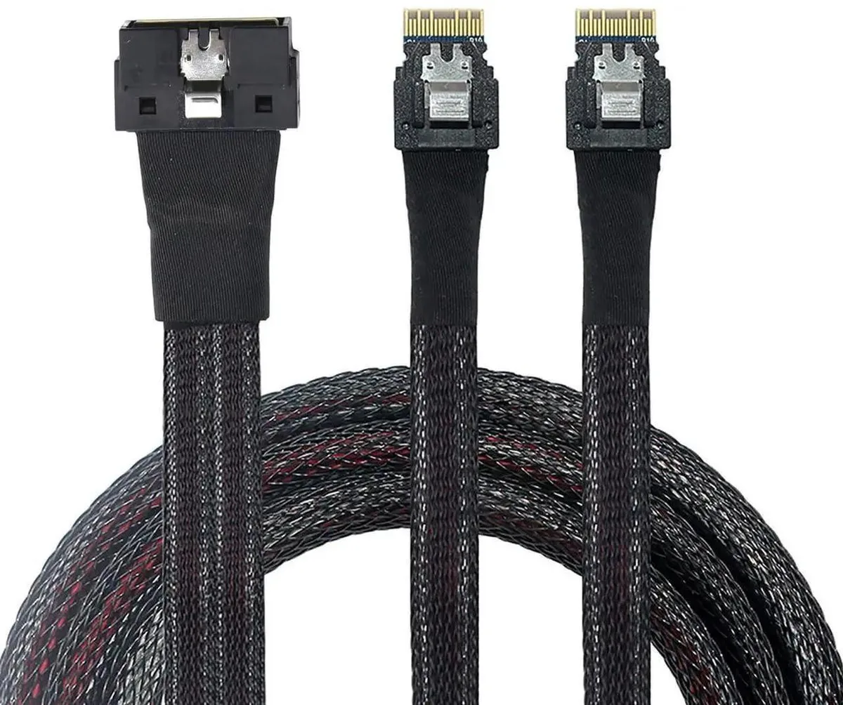 SMUGDESK SMUGDESK SlimSAS LP SFF-8654 8i to Dual 4i 12Gbps .8m infiniband cable — product photo