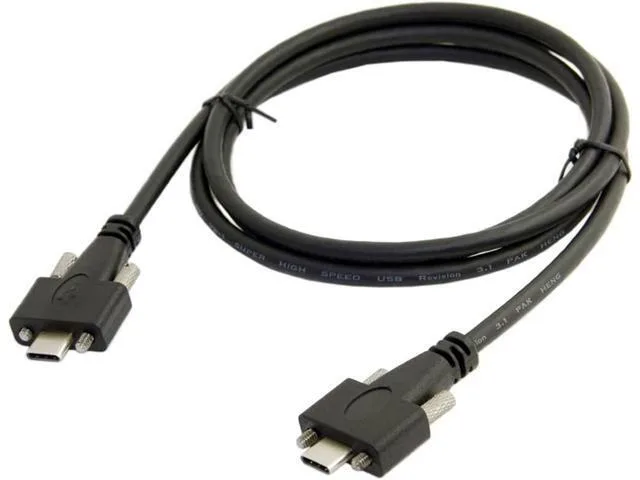 Manw USB 3.1 Type-C male to male cable with M2 screw locking panel mount 1.2m