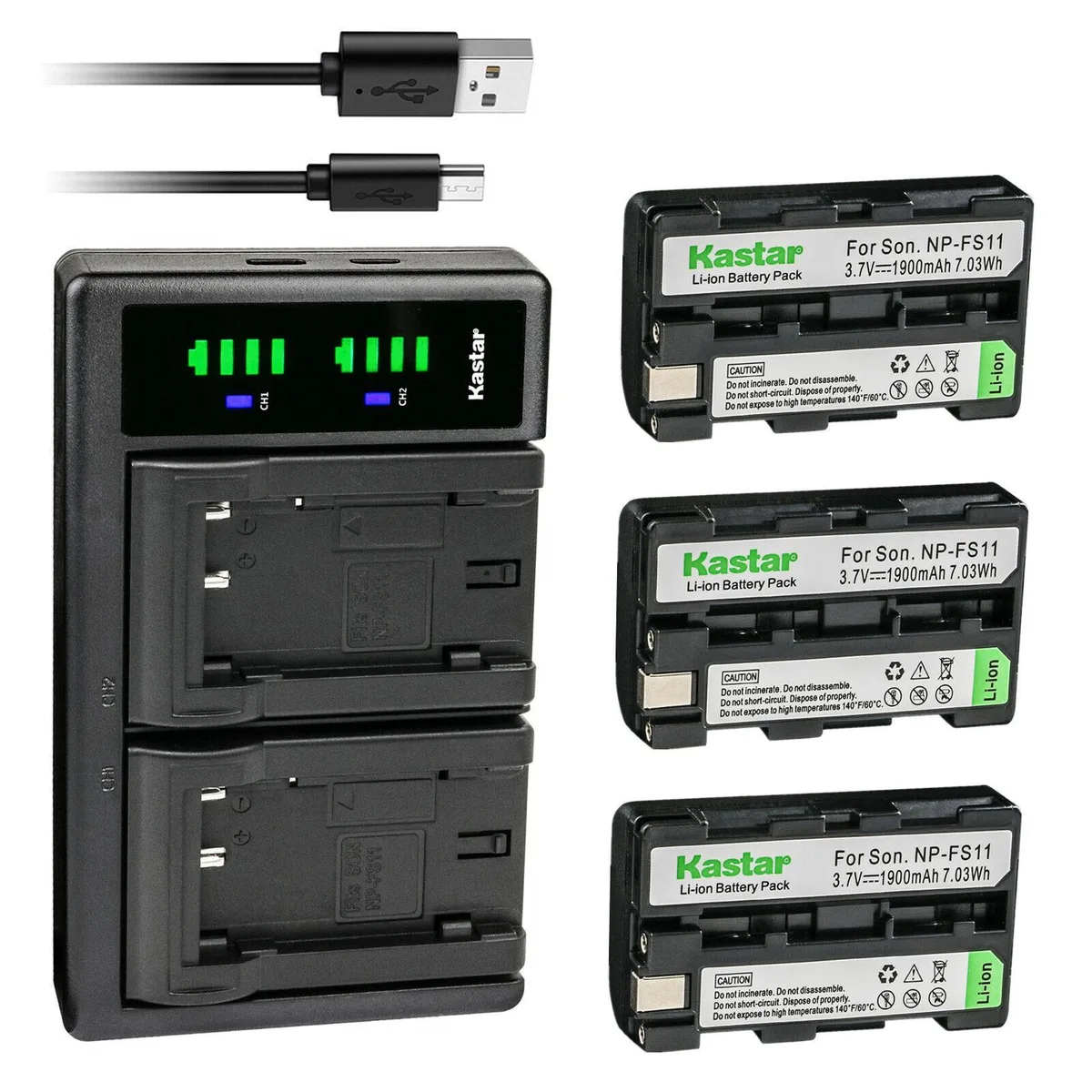 Kastar Kastar NP-FS11 3-Pack Battery &amp; LTD2 USB Charger — product photo