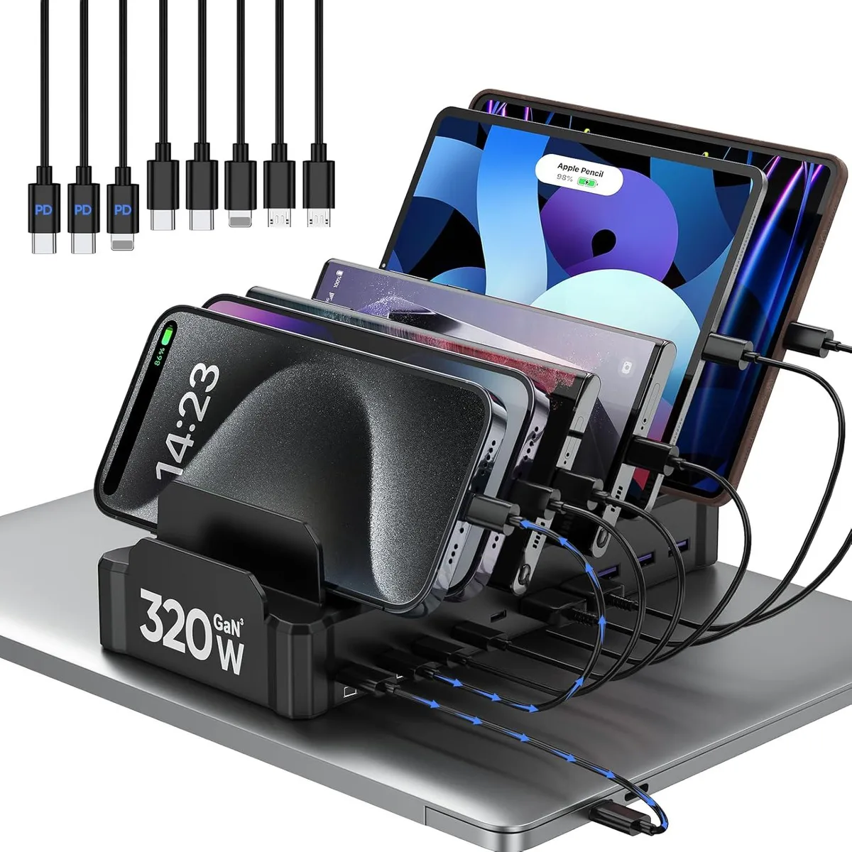 BFKK BFKK 320W 10-Port USB-C Charging Station Black — product photo