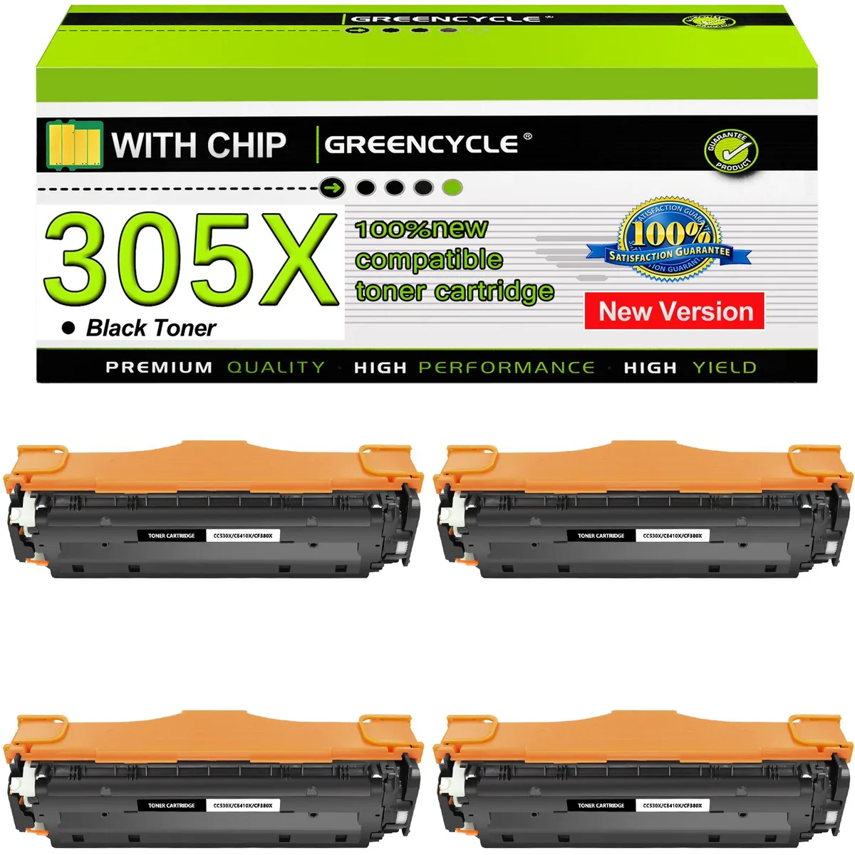 GREENCYCLE GREENCYCLE 305X CE410X Black Toner Cartridge 4 Pack — product photo
