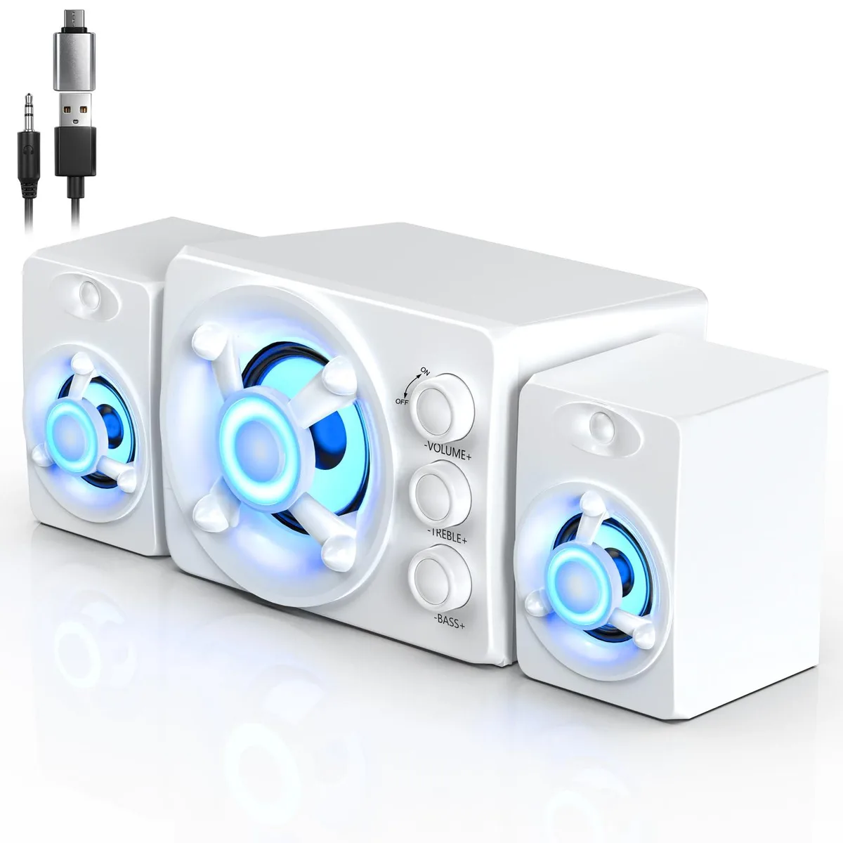 IMYB D-208 2.1 Speaker System with Subwoofer White — product photo