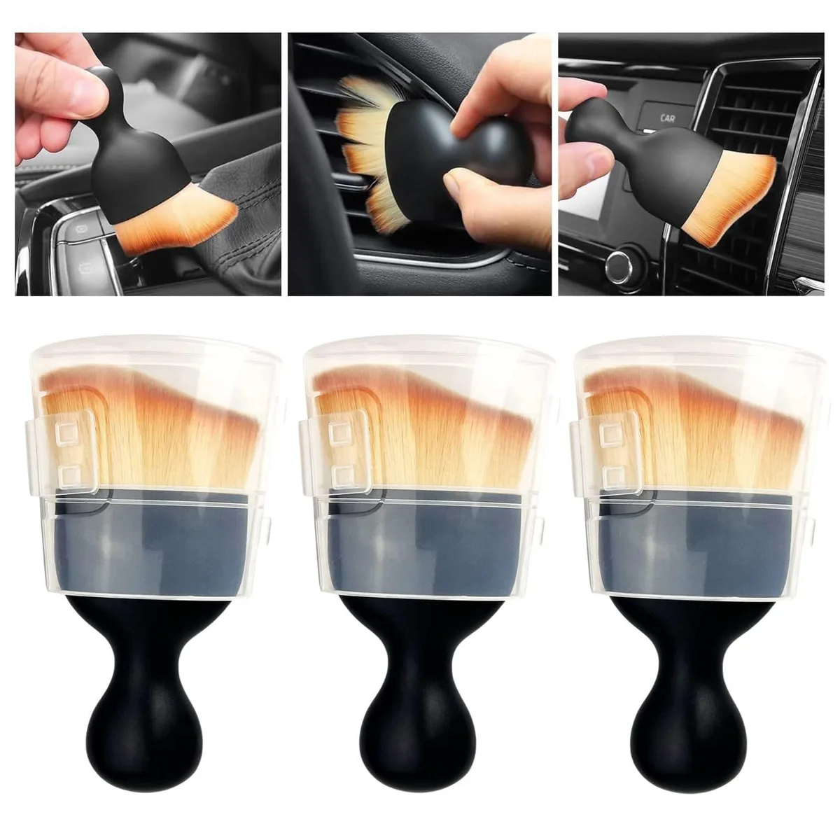  QUAAM brush1219 Interior Care 3PCS Soft Bristle Brush 17x10x3cm — product photo