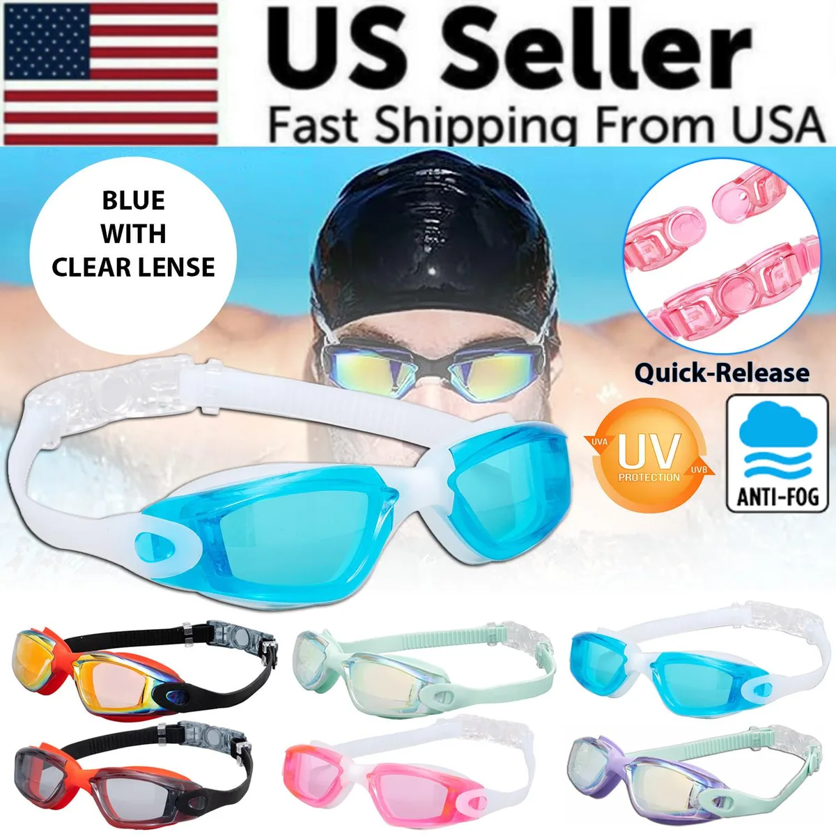 The Perfect Part The Perfect Part Swimming Goggles Blue with Clear Lenses — product photo