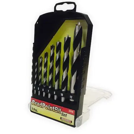 Seven metric brad point bits in transparent cassette