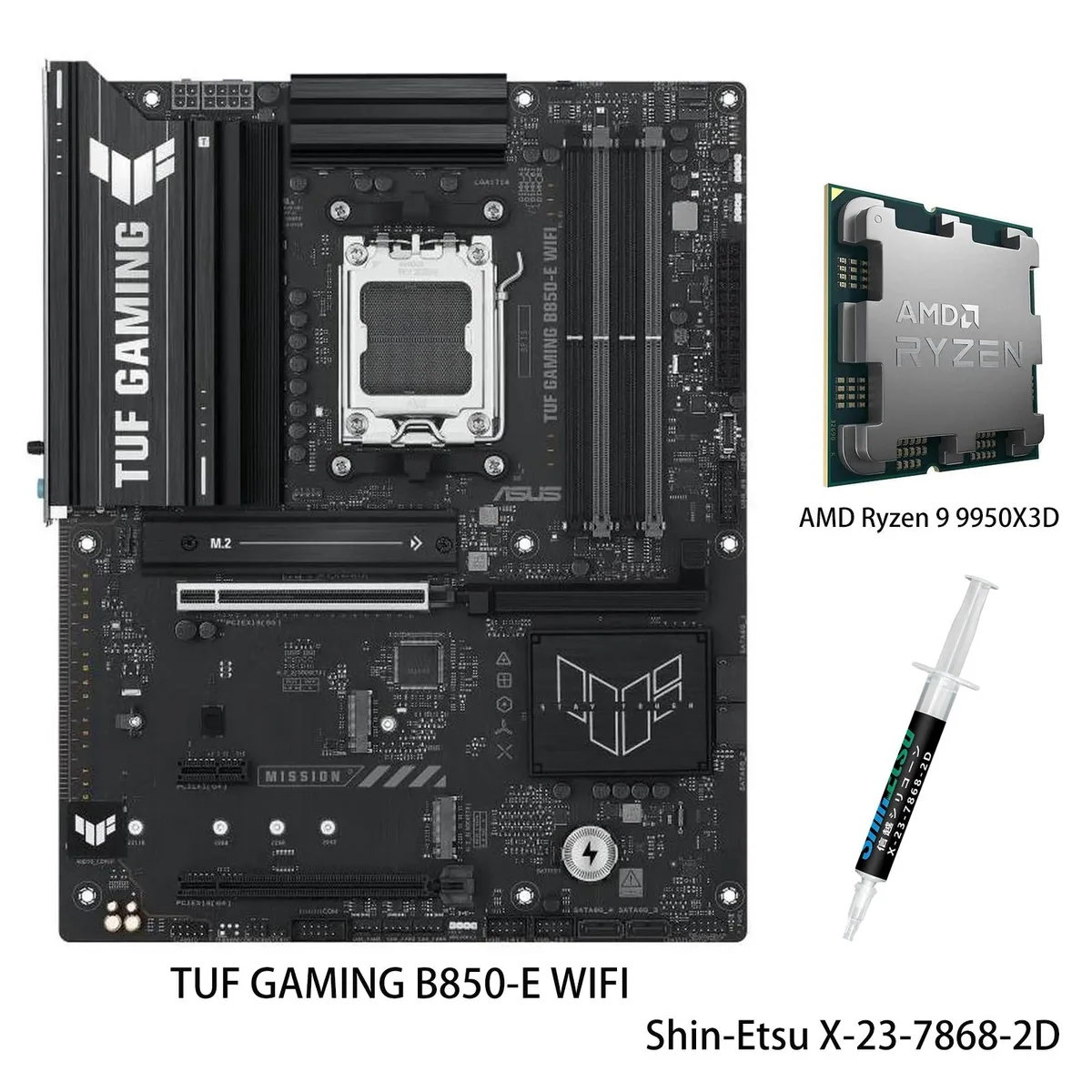ASUS ASUS TUF GAMING B850-E WIFI AMD motherboard &amp; Ryzen 9 9950X3D CPU combo — product photo