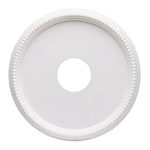White round ceiling medallion with beaded rope border and smooth finish, 16 inches diameter