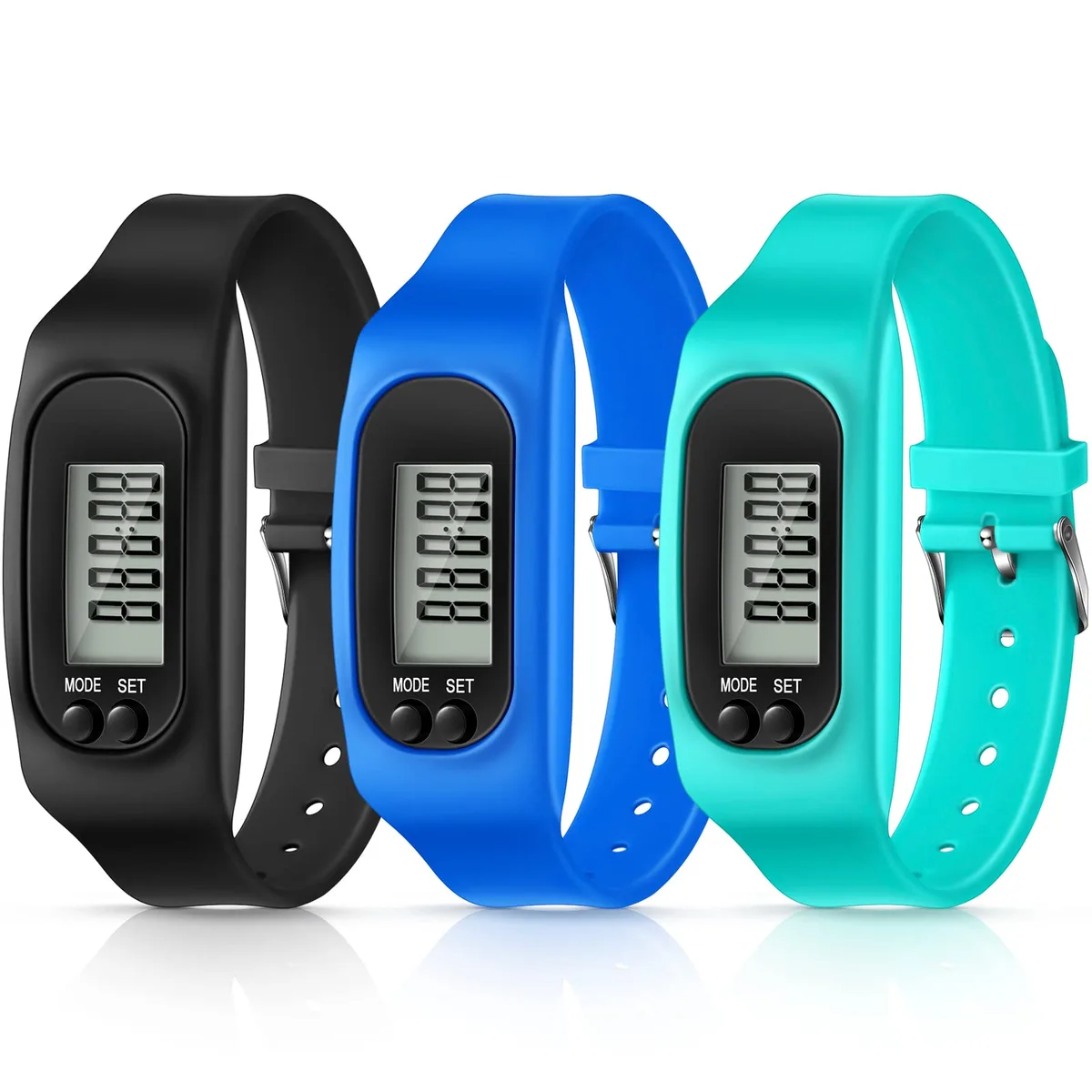 Kenning Silicone Activity Tracker 3-Pack 1.1in Mint Green Sky Blue Black — product photo