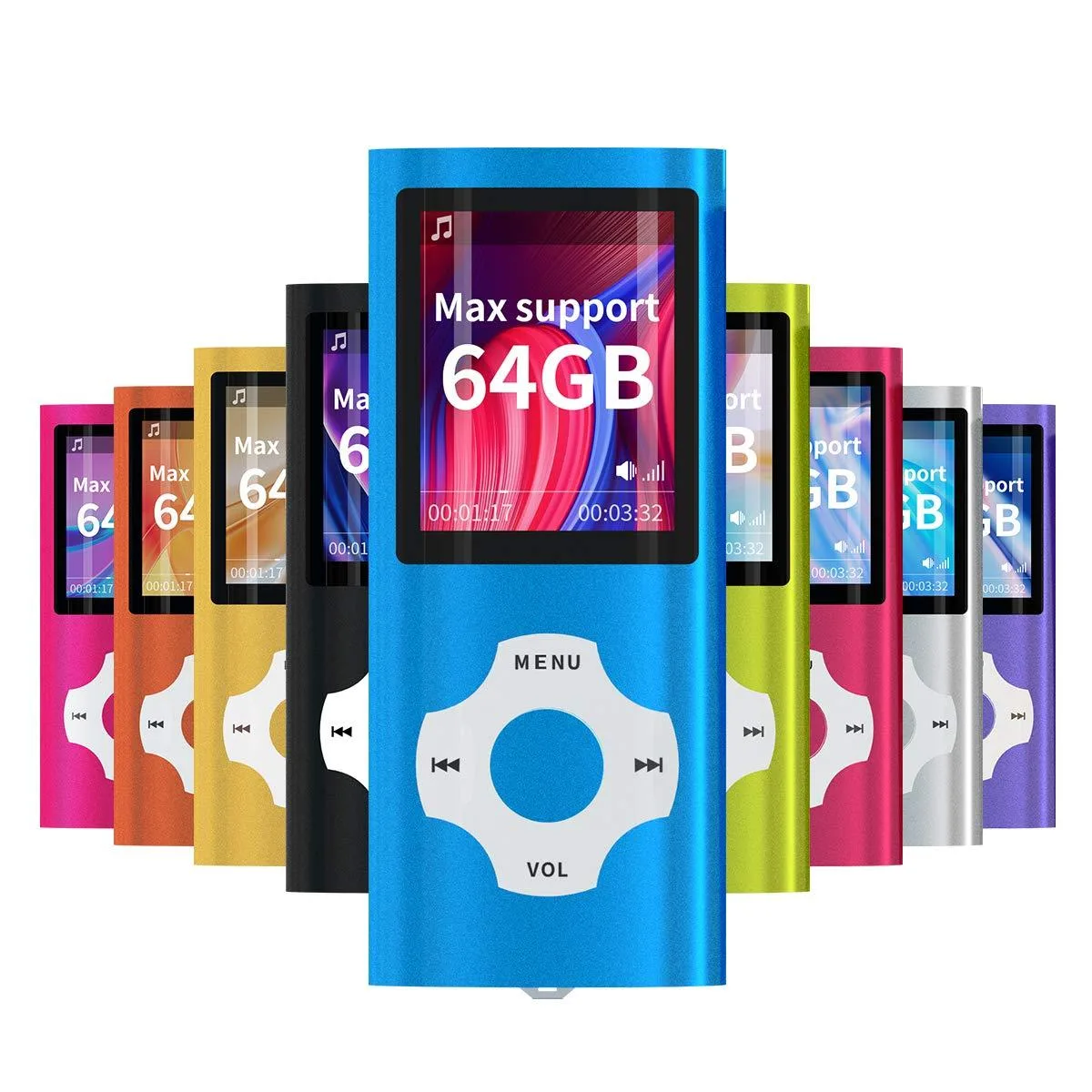 WOWSYS MP3/MP4 Player 1.8" LCD 64GB Darkblue — product photo