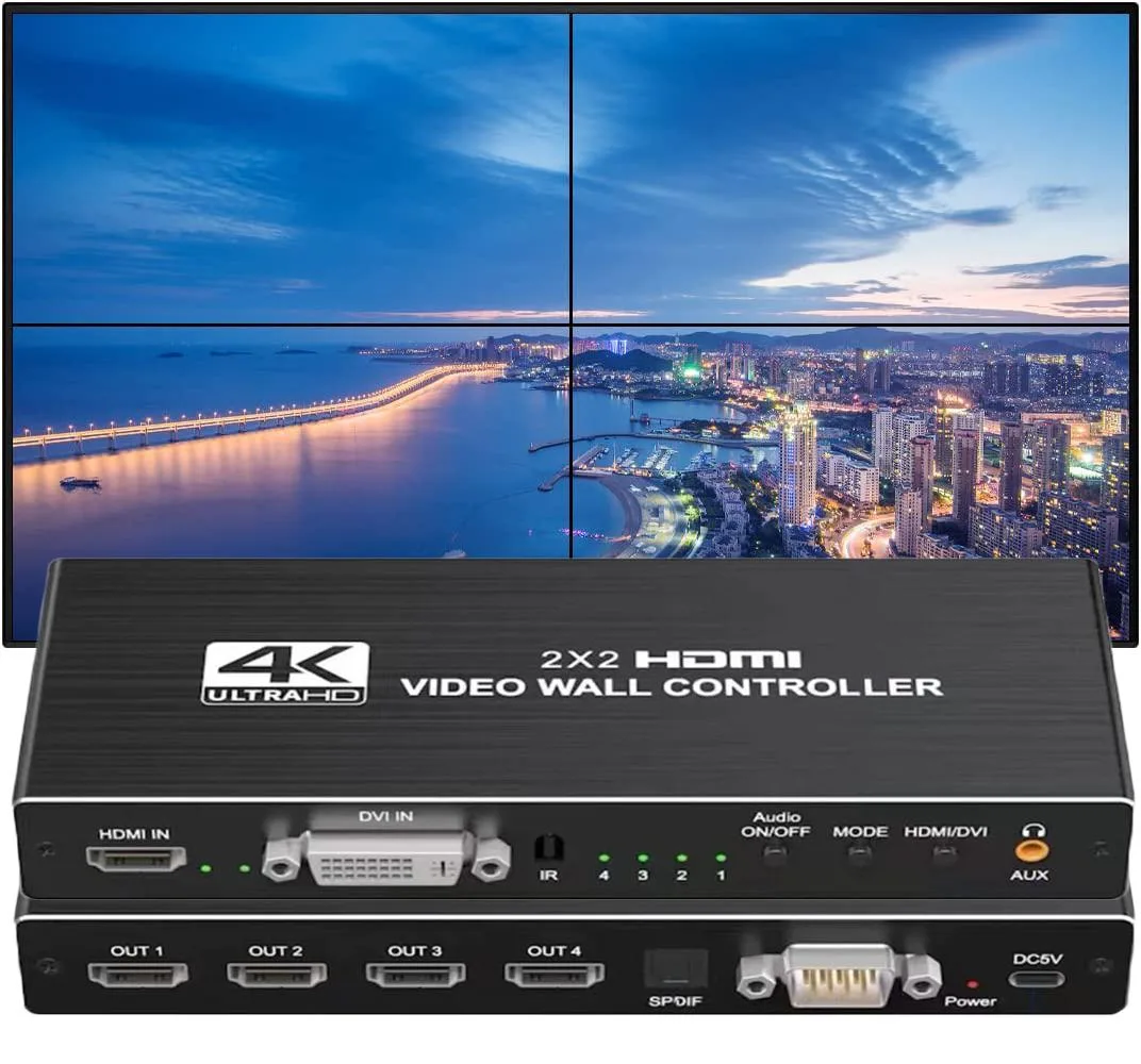 ESTONE ESTONE OZP1 4-Channel Video Wall Controller 2x2 HDMI DVI USB RS232 — product photo