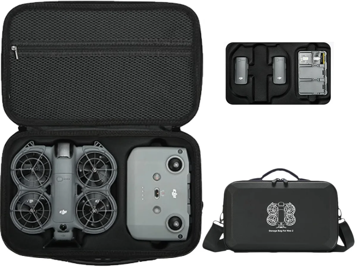 BONAEVER BONAEVER Carrying Case for DJI Neo 2, PU Hard Shell, Shoulder Strap, Black — product photo
