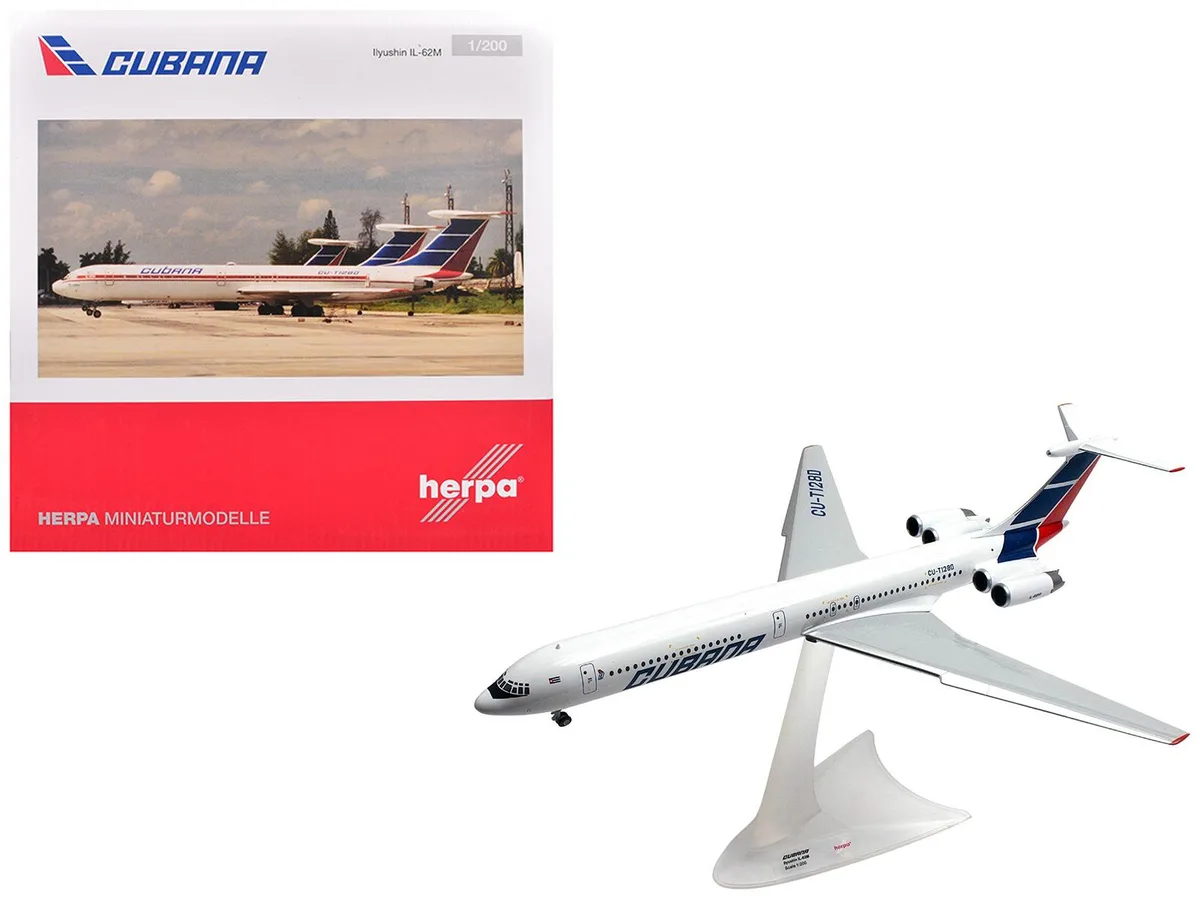 Herpa Herpa Ilyushin IL-62M "Cubana de Aviacion" T1280 1/200 Diecast Hobby Collectible — product photo