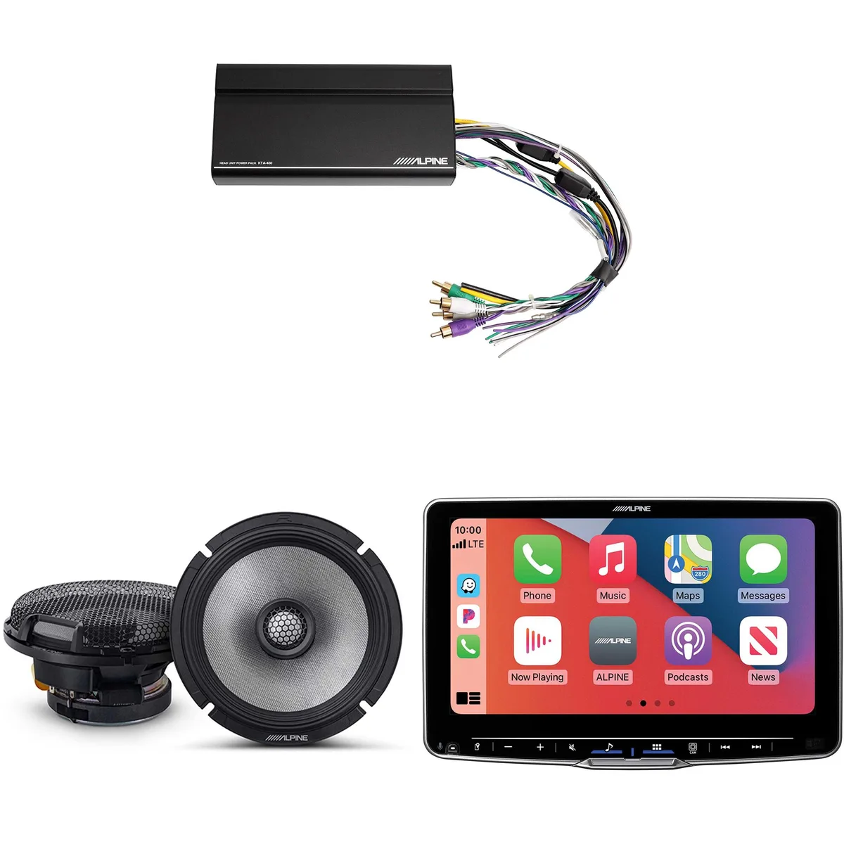 Alpine Alpine ILX-F509 Halo9 9" Receiver Bundle with R2-S65 6.5" Coaxial Speakers and KTA-450 Amplifier — product photo